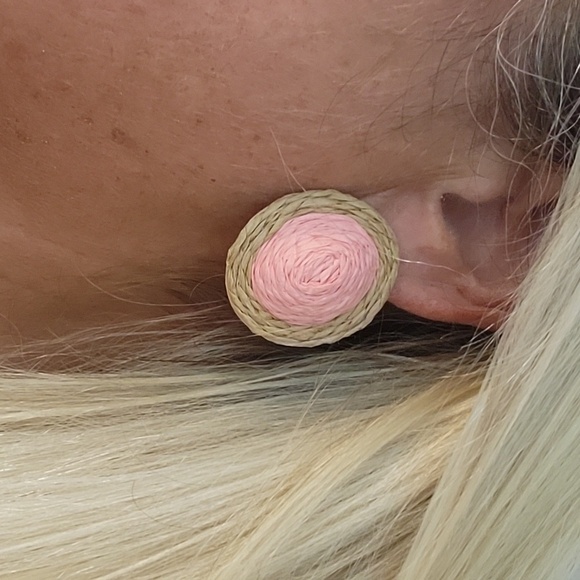 RAFFIA OVERSIZED STATEMENT EARRINGS - Picture 1 of 6